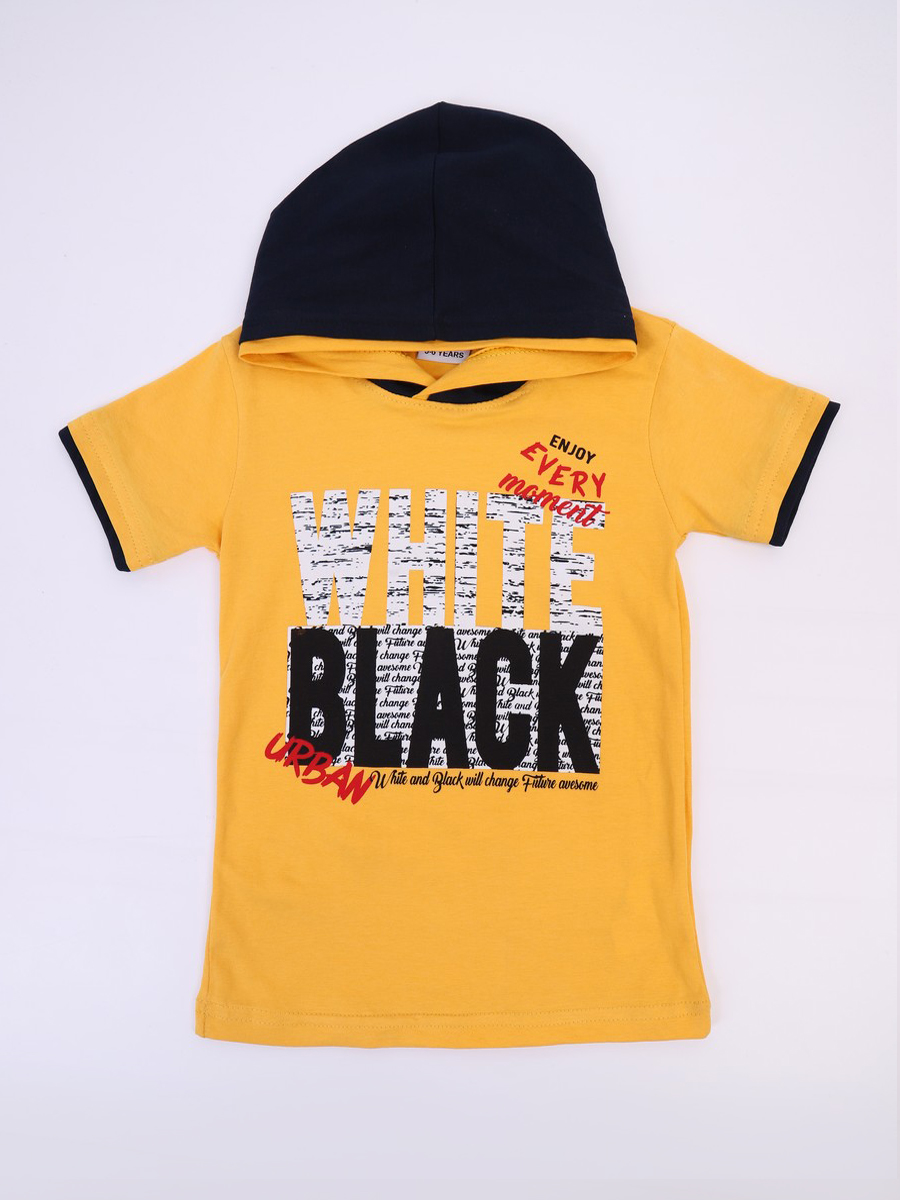 Комплект для мальчика: футболка, брюки джинсовые и жилет, цвет: желтый