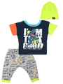Комплект для мальчика: футболка, штанишки и шапочка, цвет: темно-синий