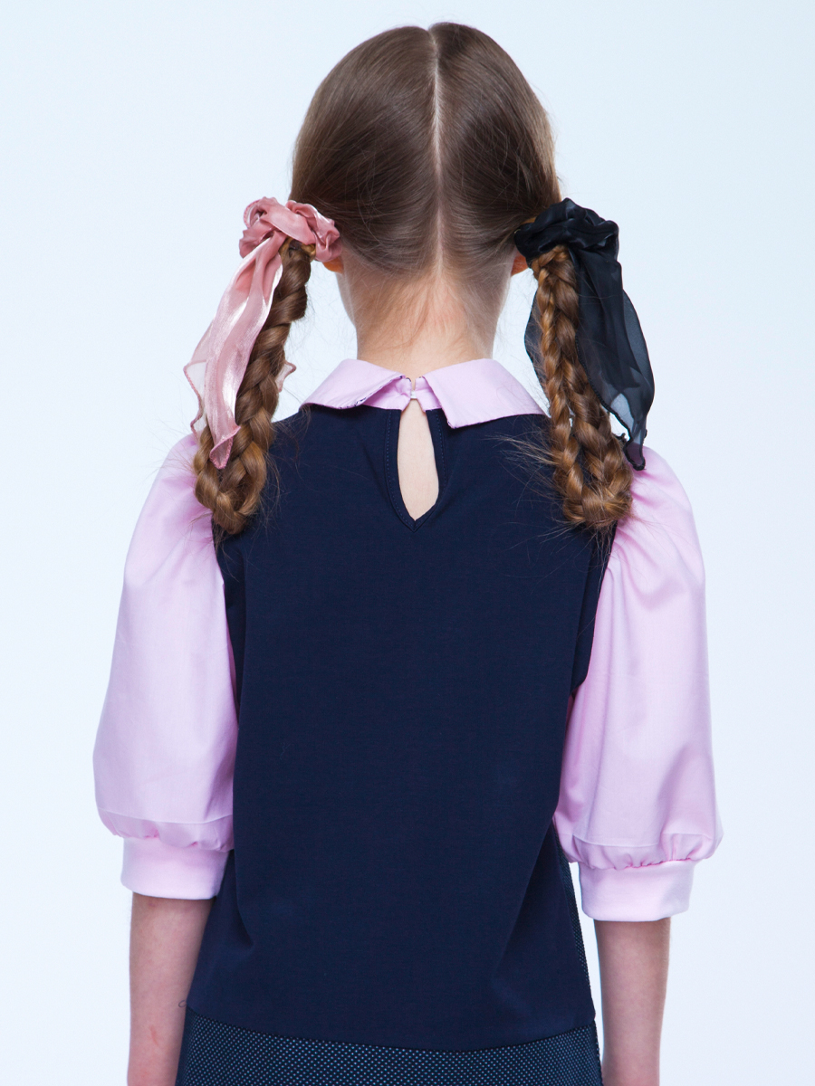 Блузка-обманка прямого силуэта, цвет: светло-розовый