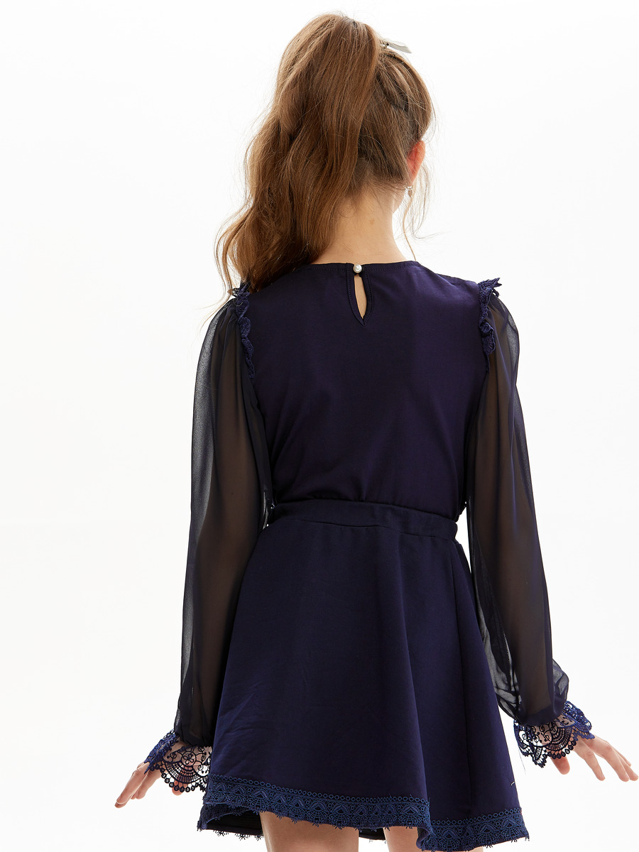 Блузка прилегающего силуэта, цвет: темно-синий