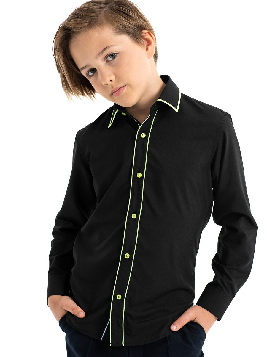Сорочка приталенного силуэта для мальчика, цвет: черный