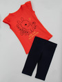 Комплект для девочки: футболка и капри, цвет: оранжевый