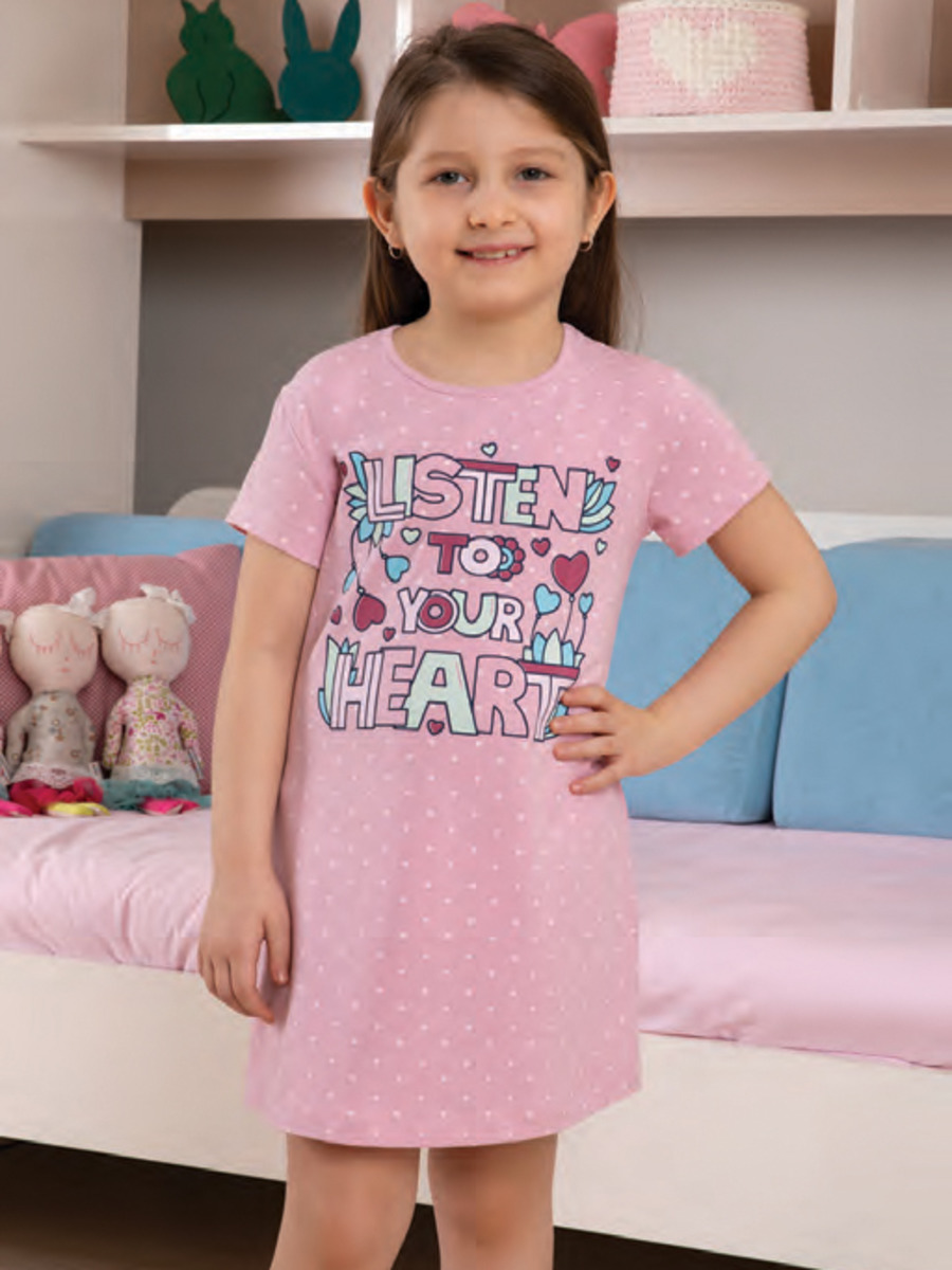 Ночная сорочка для девочки, цвет: пыльно-розовый