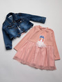 Комплект для девочки: платье и джинсовое болеро, цвет: пудра