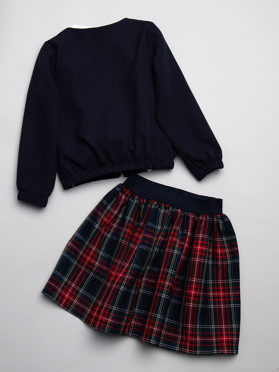Комплект для девочки: кофточка, толстовка и юбка, цвет: темно-синий