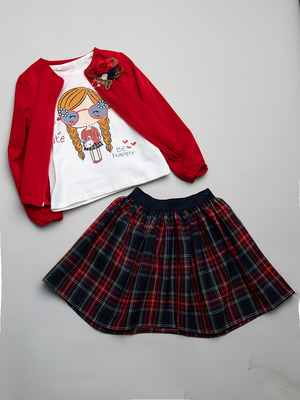 Комплект для девочки: кофточка, толстовка и юбка