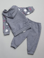 Комплект для девочки: лонгслив, штанишки и толстовка, цвет: серый меланж