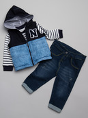 Комплект для мальчика: кофточка, штанишки и болоньевый жилет утепленный
