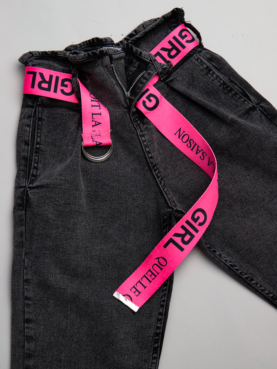 Брюки джинсовые для девочки, цвет: неон розовый