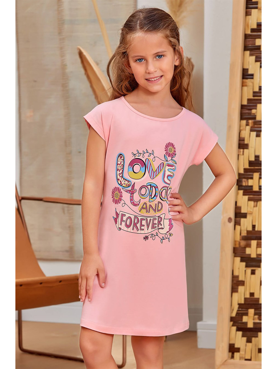 Ночная сорочка для девочки, цвет: персиковый