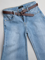 Брюки джинсовые с ремнем для девочки, цвет: голубой