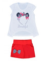 Комплект для девочки: футболка и шорты, цвет: красный