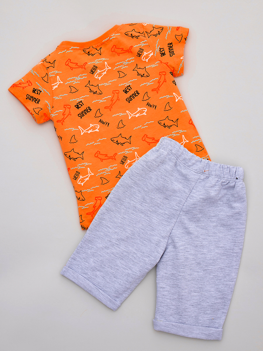 Комплект для мальчика: футболка и шорты, цвет: оранжевый
