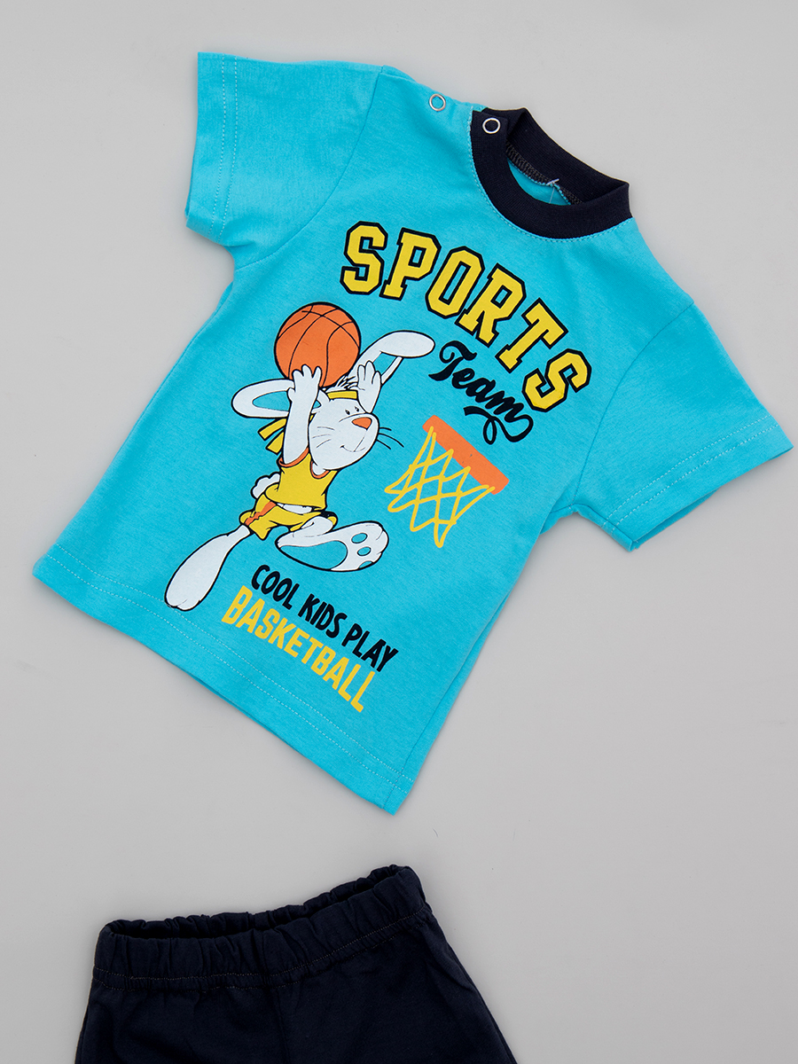 Комплект детский: футболка и шорты, цвет: бирюзовый