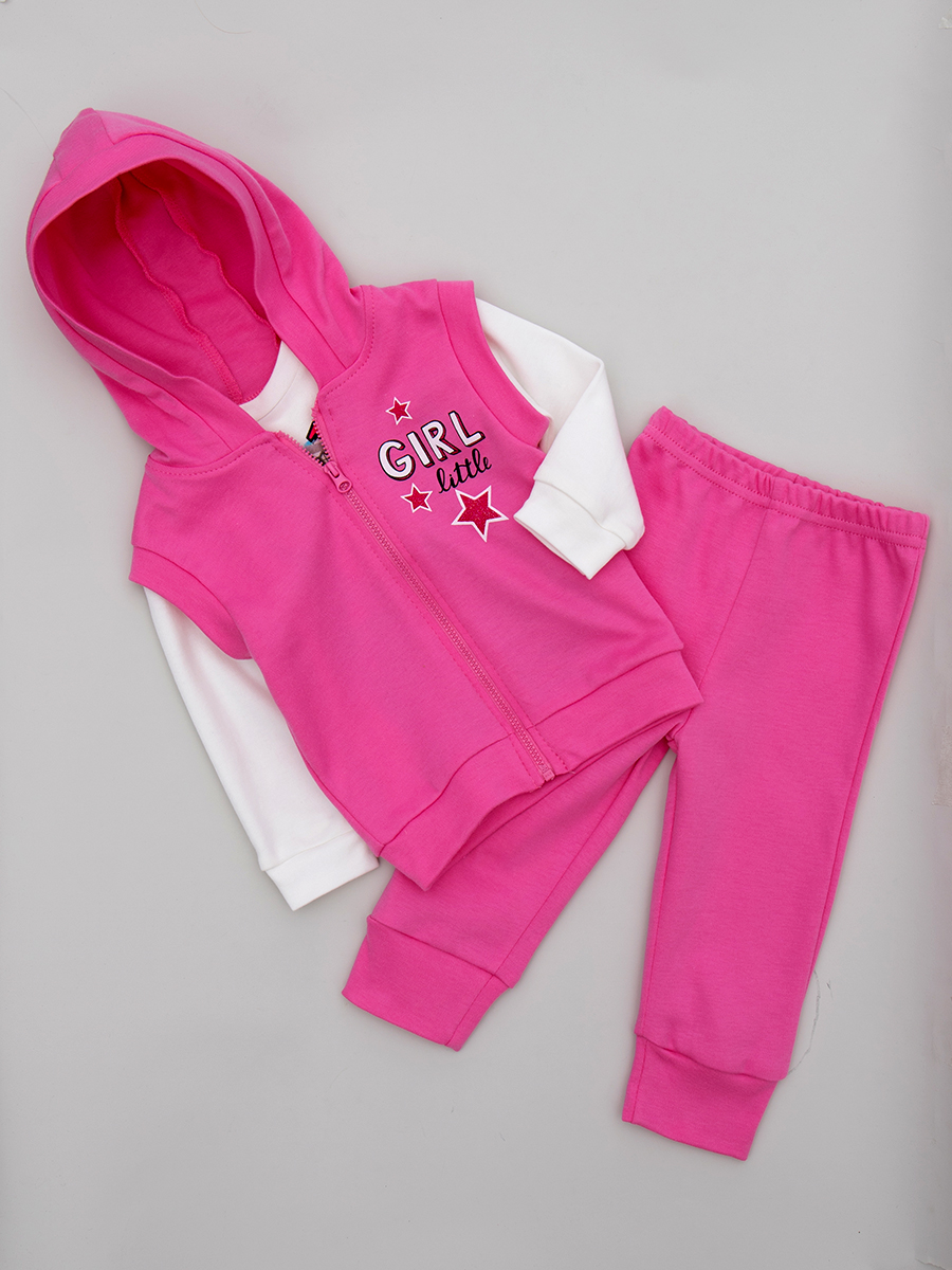Комплект детский: кофточка, штанишки и жилет, цвет: розовый