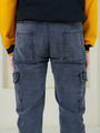 Брюки джинсовые с ремнем для мальчика, цвет: серый