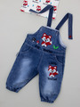 Комплект детский: кофточка и джинсовый полукомбинезон, цвет: красный