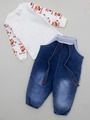 Комплект детский: кофточка и джинсовый полукомбинезон, цвет: оранжевый