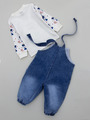 Комплект детский: кофточка и джинсовый полукомбинезон, цвет: синий