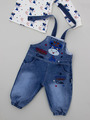 Комплект детский: кофточка и джинсовый полукомбинезон, цвет: синий