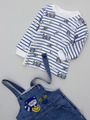 Комплект детский: кофточка и полукомбинезон джинсовый, цвет: синий