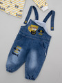 Комплект детский: кофточка и полукомбинезон джинсовый, цвет: желтый