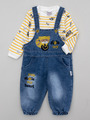 Комплект детский: кофточка и полукомбинезон джинсовый, цвет: желтый