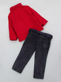 Комплект для мальчика: свитшот, брюки джинсовые и рубашка, цвет: красный
