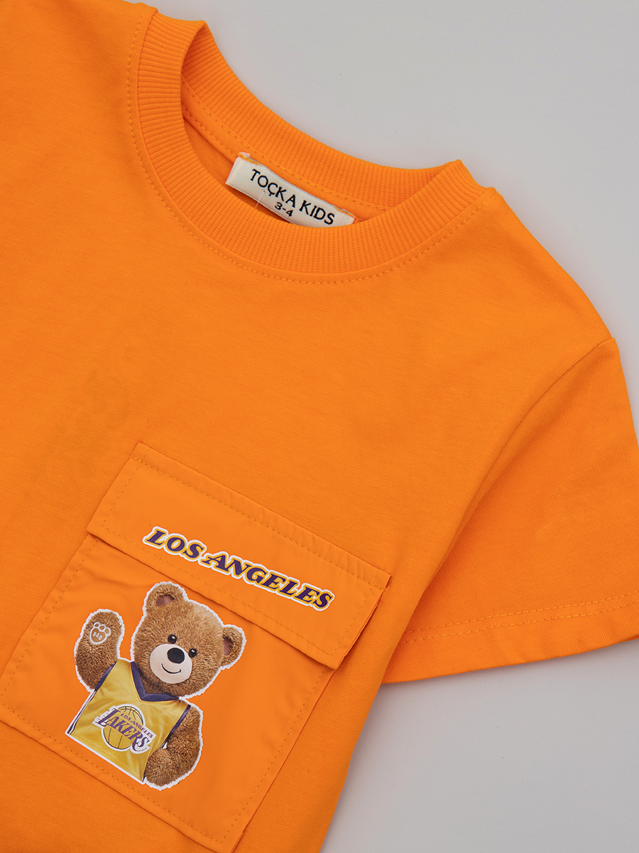 Комплект для девочки: футболка и шорты, цвет: оранжевый