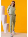 Комплект для девочки: футболка и брюки, цвет: оливковый