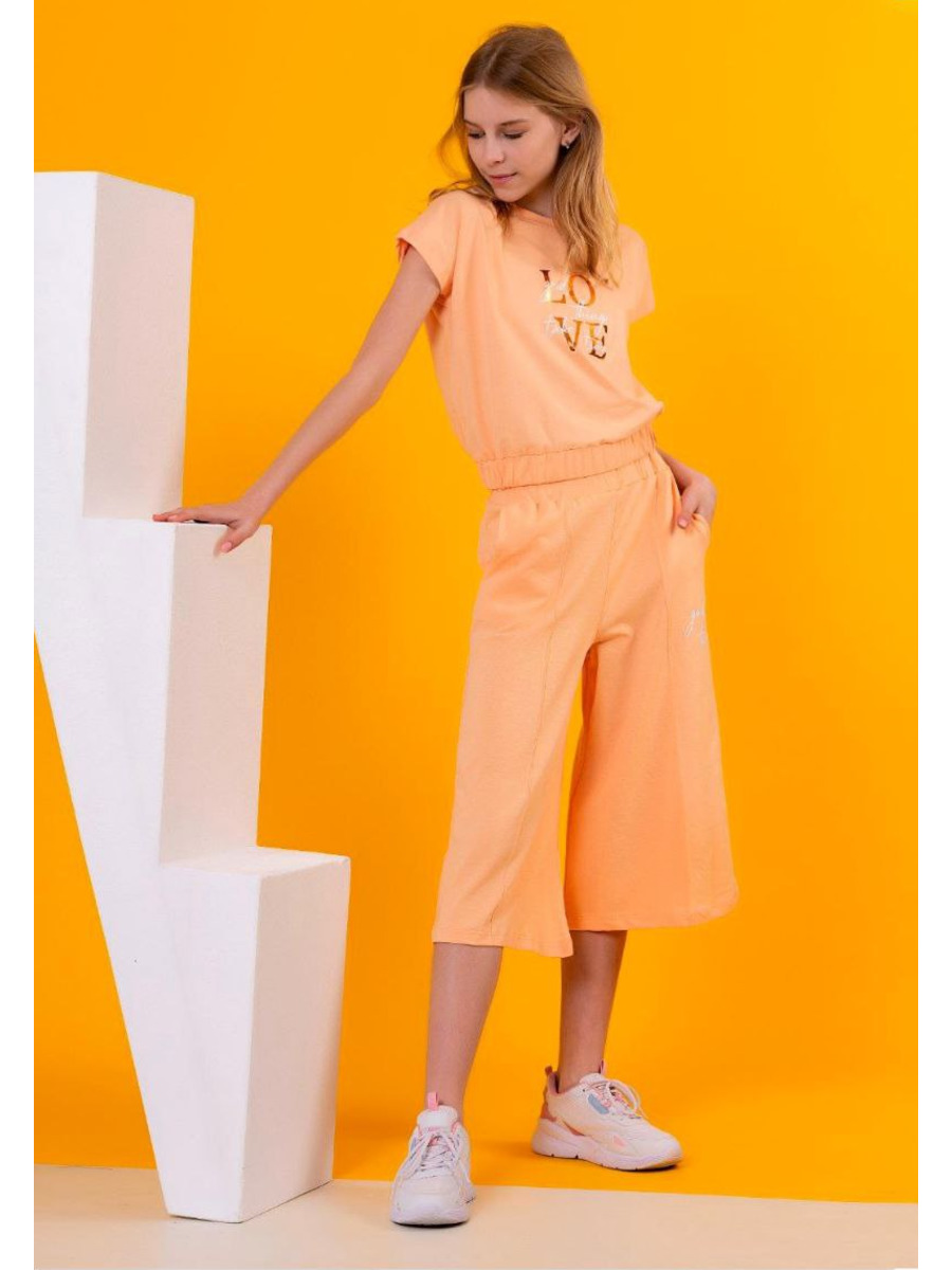 Комплект для девочки: футболка и брюки свободного кроя, цвет: пудра