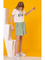 Комплект для девочки: футболка и шорты, цвет: оливковый
