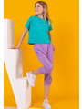 Комплект для девочки: футболка и брюки укороченные, цвет: бирюзовый