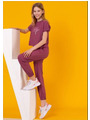 Комплект для девочки: футболка и брюки, цвет: марсала