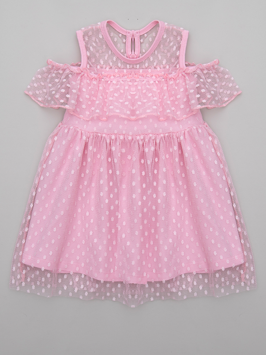 Платье с сеткой для девочки, цвет: пыльно-розовый