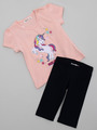 Комплект для девочки: футболка и лосины, цвет: пудра