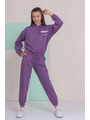 Костюм спортивный для девочки: толстовка и брюки, цвет: фиолетовый