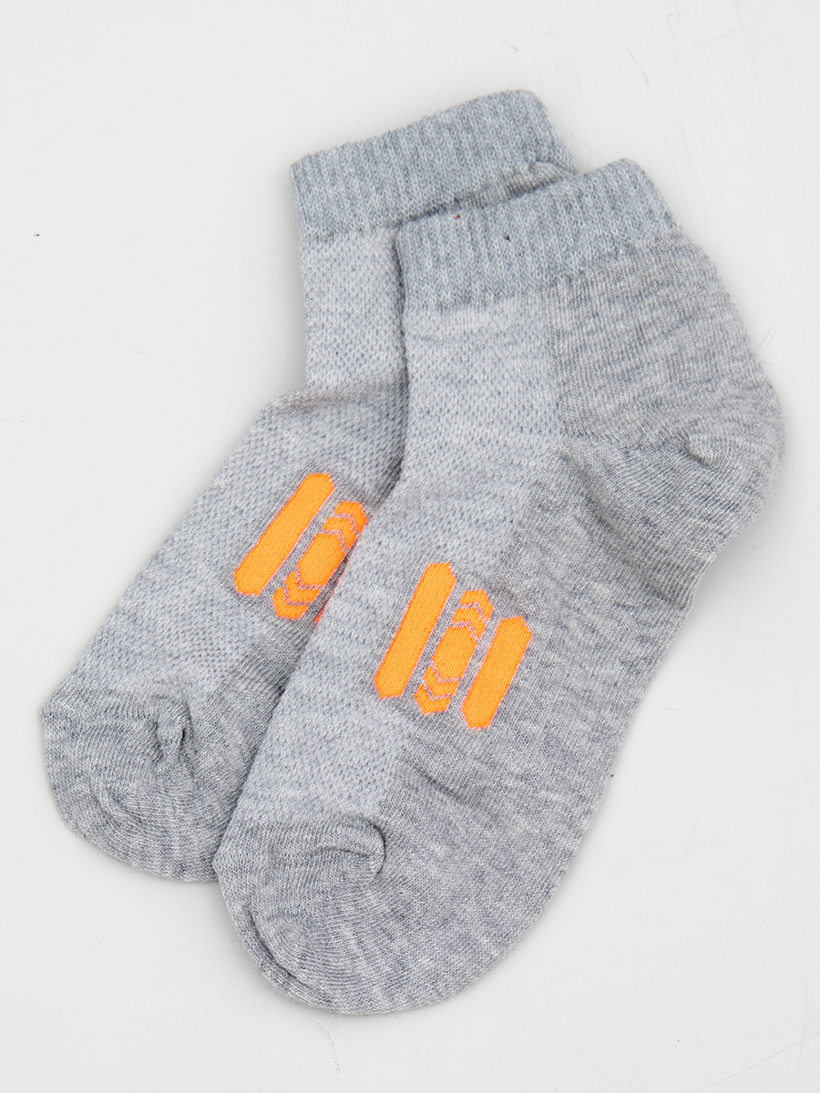 Носки для мальчика, цвет: серый меланж, неон оранжевый