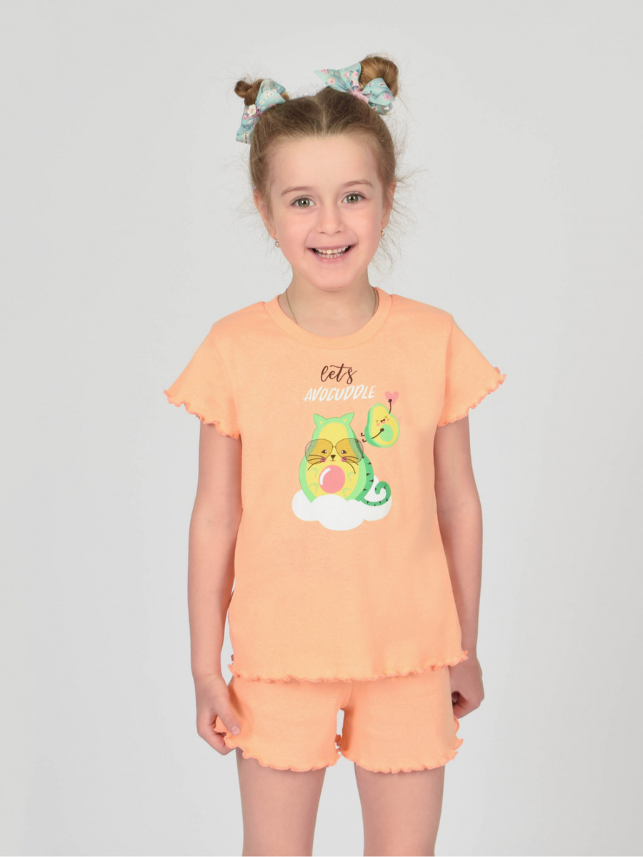 Пижама для девочки, цвет: персиковый