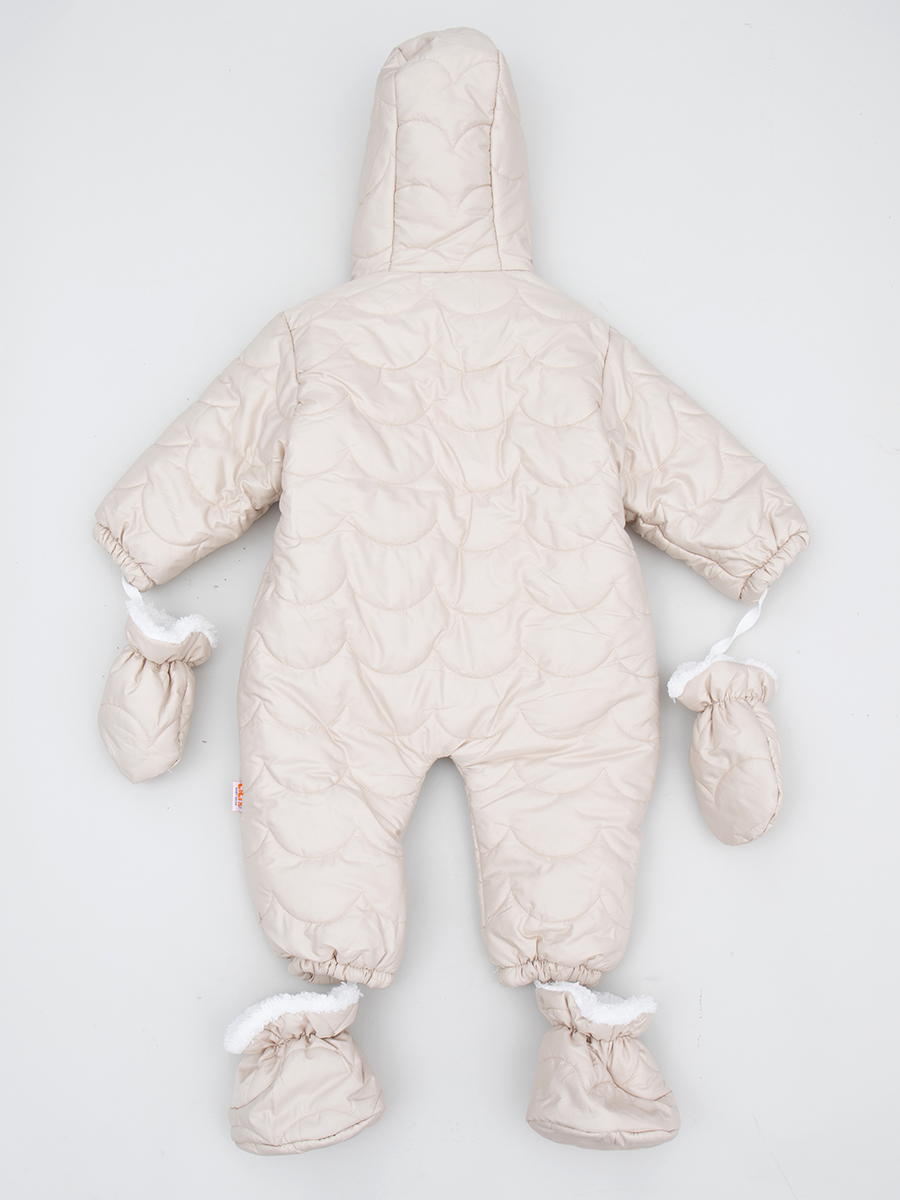 Комбинезон болоньевый детский: в комплекте с пинетками и рукавичками, на подкладке из иск. меха, цвет: светло-серый