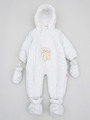 Комбинезон болоньевый детский: в комплекте с пинетками и рукавичками, на подкладке из иск. меха, цвет: белый