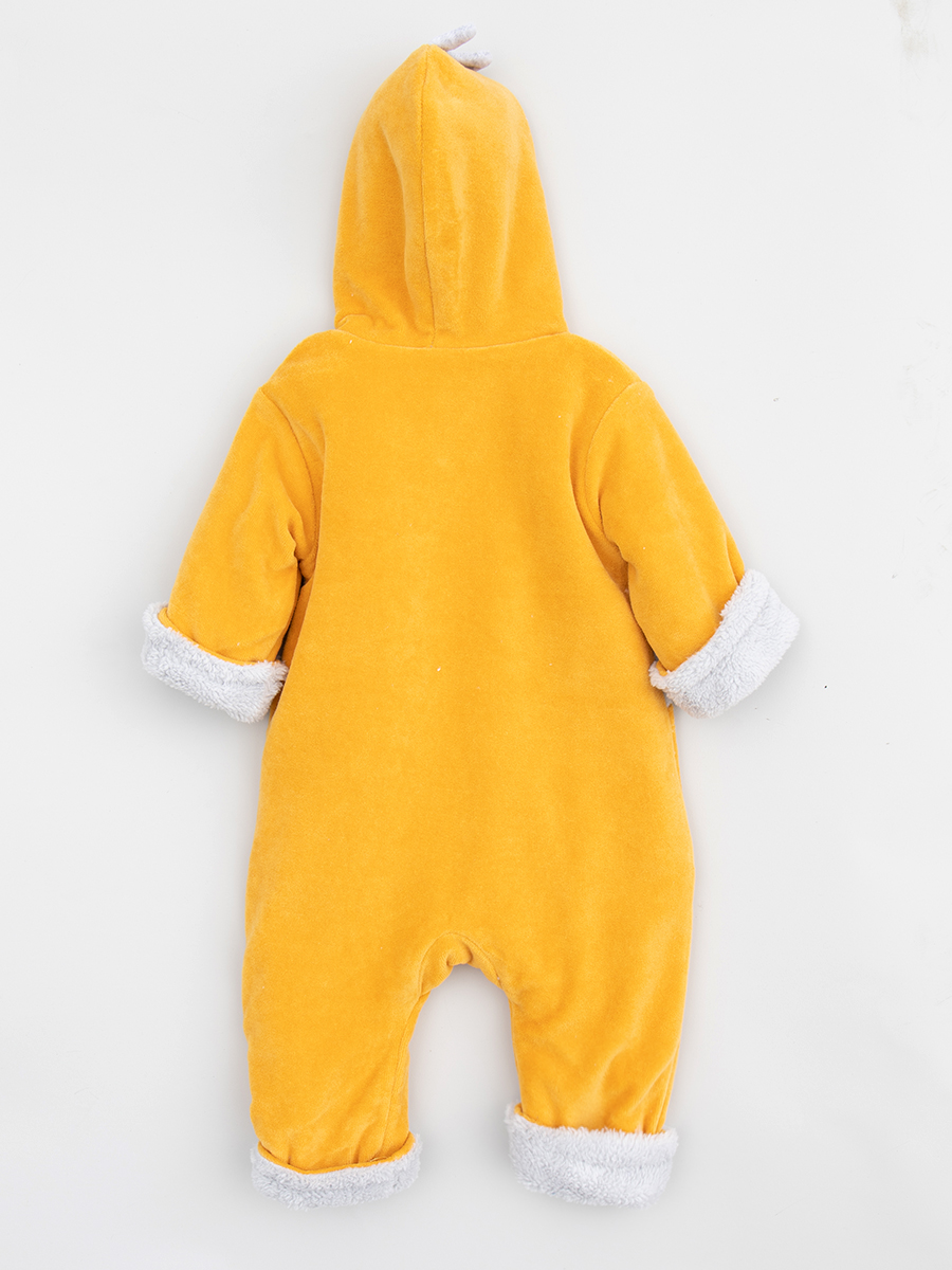 Комбинезон велюровый детский на подкладке из искусственного меха, цвет: горчичный