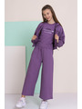 Костюм спортивный для девочки: толстовка, топ и брюки, цвет: фиолетовый