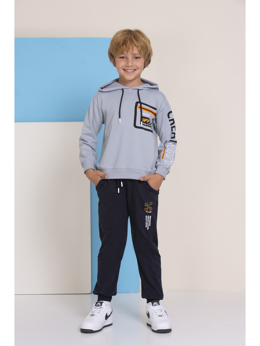 Костюм спортивный для мальчика: толстовка и брюки, цвет: серый