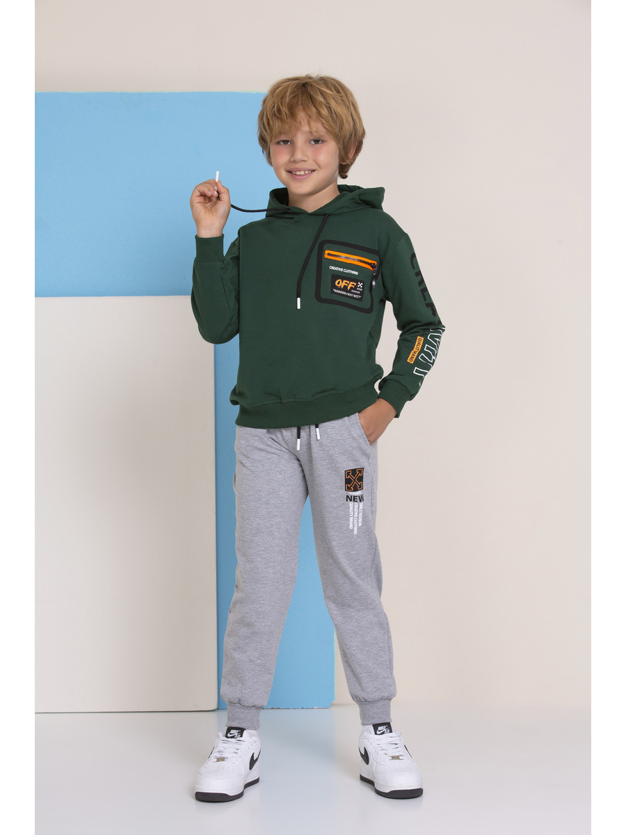 Костюм спортивный для мальчика: толстовка и брюки, цвет: зеленый лес