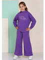 Костюм спортивный с начесом для девочки: толстовка и брюки, цвет: фиолетовый