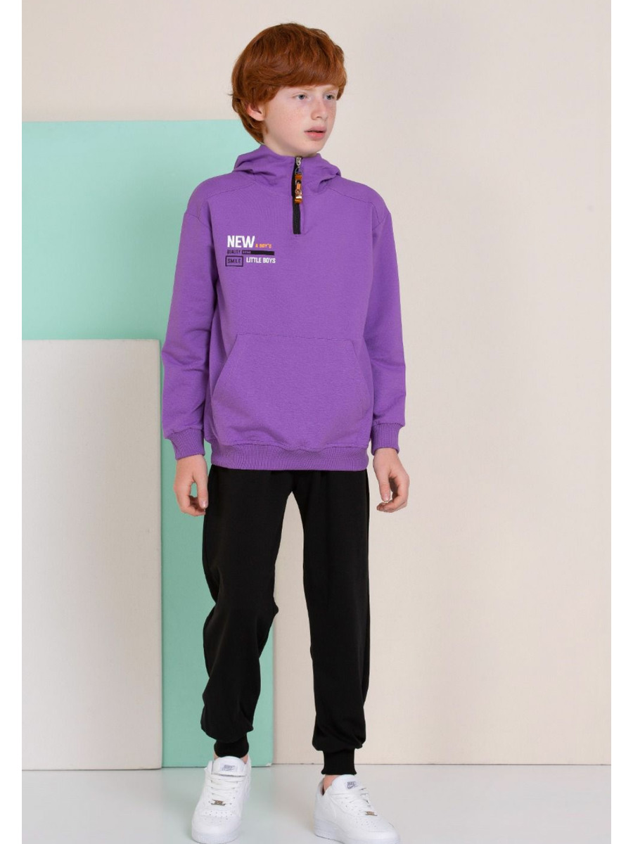 Костюм спортивный для мальчика: толстовка и брюки, цвет: фиолетовый