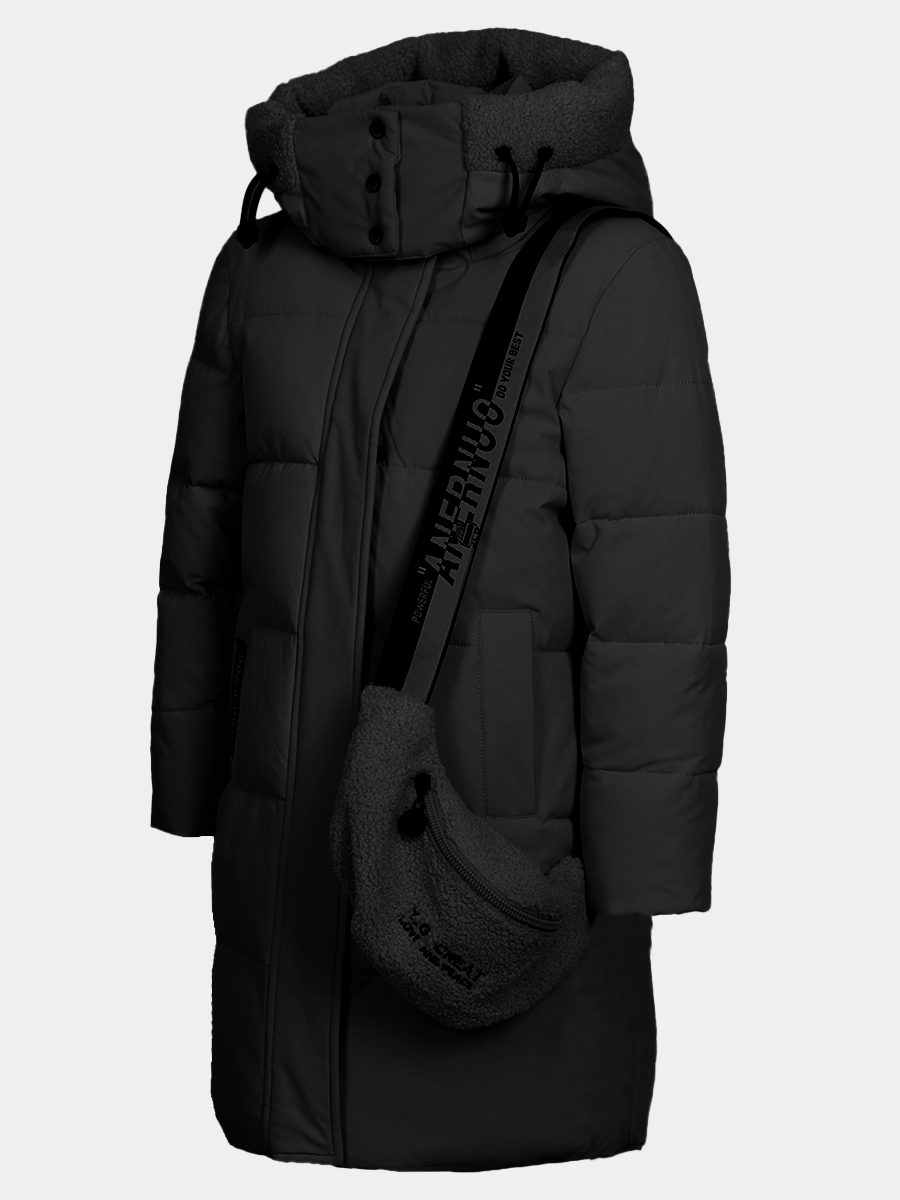 Куртка для девочки отделка искусственный мех, цвет: черный