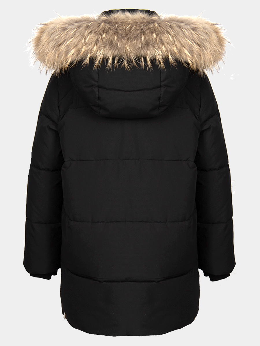 Куртка для мальчика отделка натуральный мех, цвет: черный