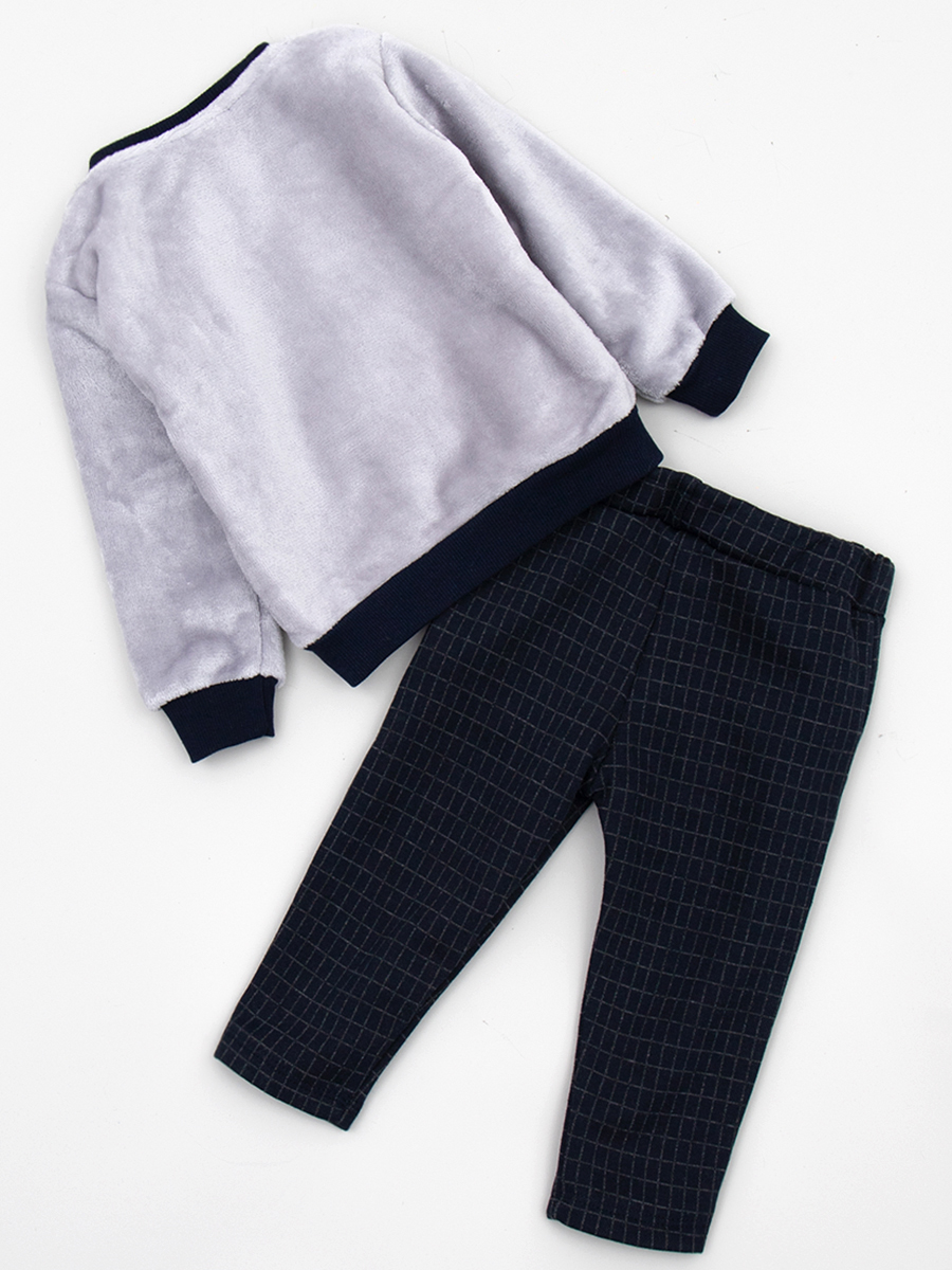 Комплект велюровый для мальчика: толстовка и штанишки, цвет: темно-синий